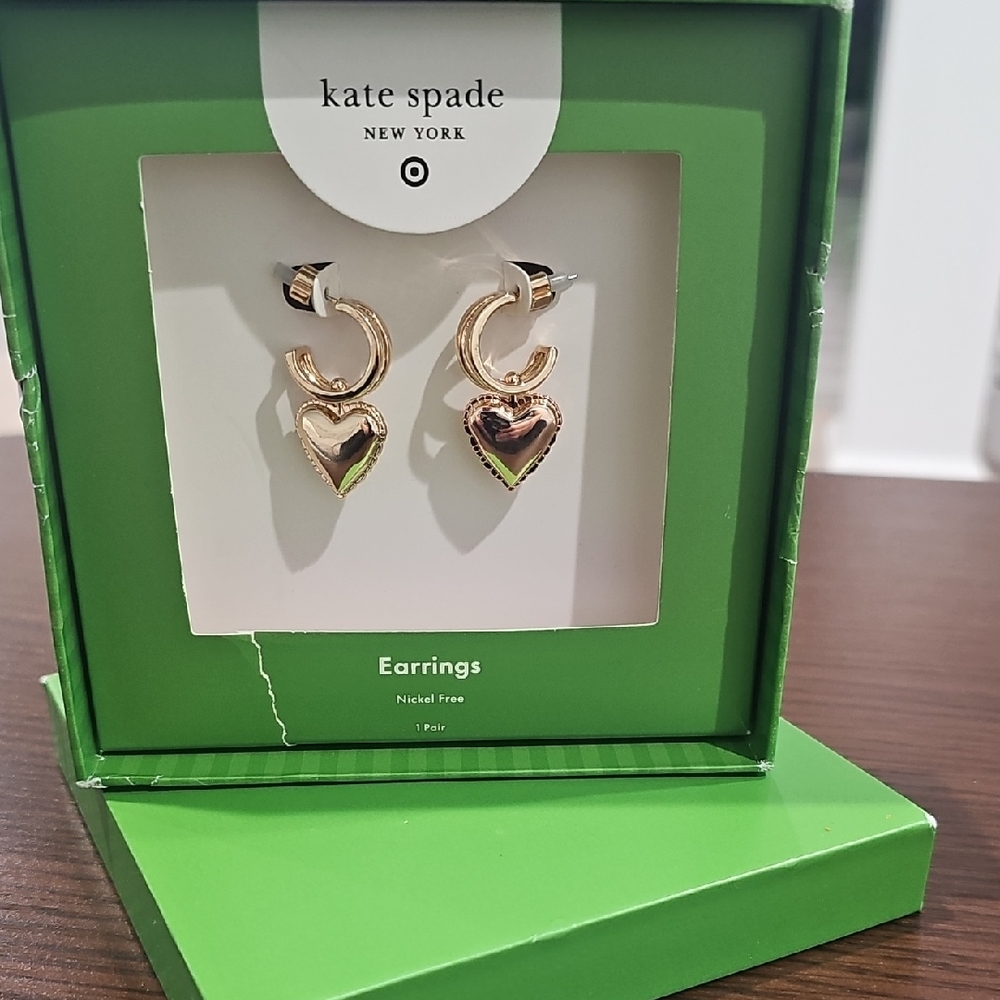 Kate Spade Gold Heart Hoop Earrings